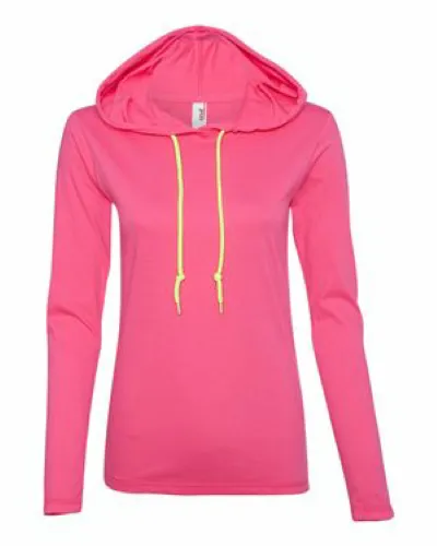 Anvil Ladies Lightweight Long Sleeve Hooded T-Shirt