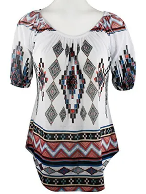 Big Bang Clothing SW Designs, Short Sleeve, Rhinestone Southwest Themed Print