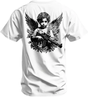 Combat Iron Men's Graphic T-Shirt | Armed Guardian Angel | Cotton-Poly Blend | Athletic Fit, Tagless Comfort