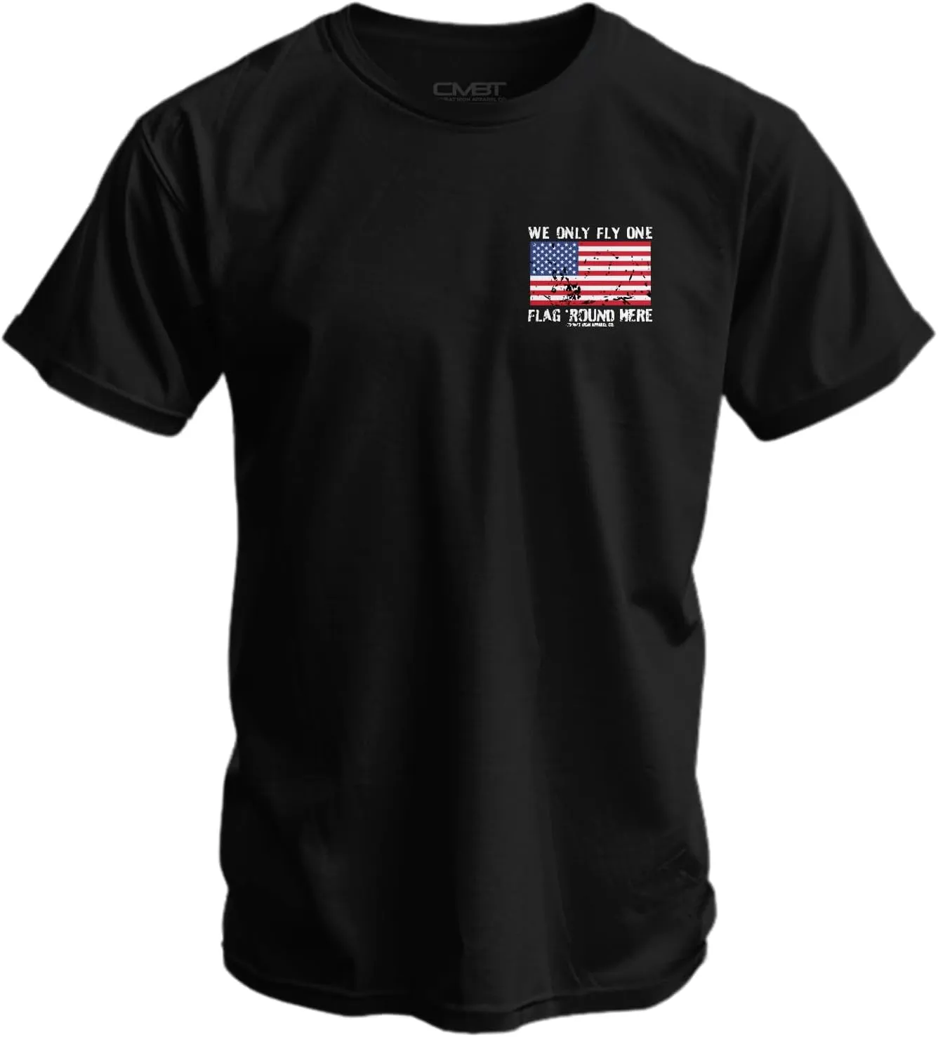 Combat Iron Men's Graphic T-Shirt | We Only Fly One Flag Round Here | Cotton-Poly Blend | Athletic Fit, Tagless Comfort