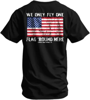 Combat Iron Men's Graphic T-Shirt | We Only Fly One Flag Round Here | Cotton-Poly Blend | Athletic Fit, Tagless Comfort
