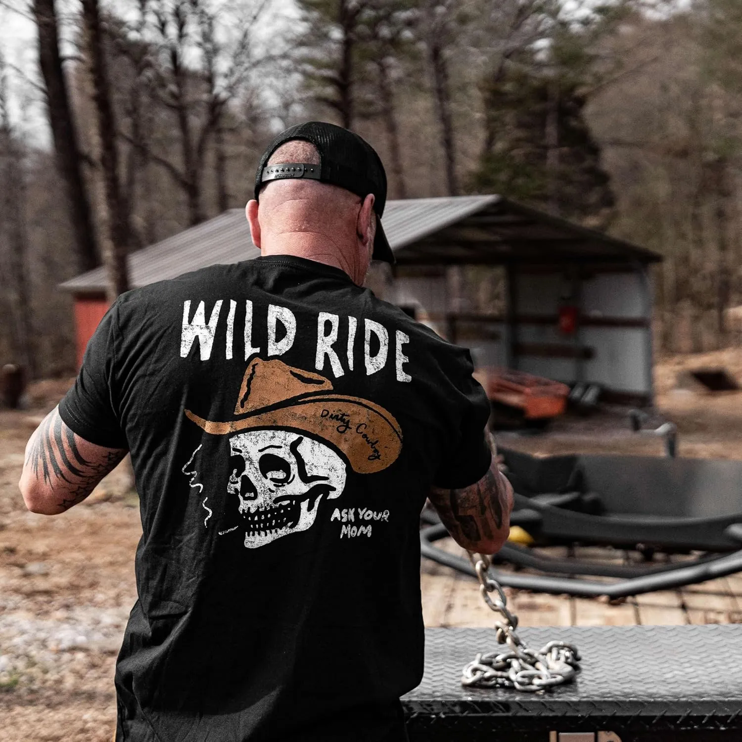 Combat Iron Men's Graphic T-Shirt | Wild Ride Dirty Cowboy | Cotton-Poly Blend | Athletic Fit, Tagless Comfort