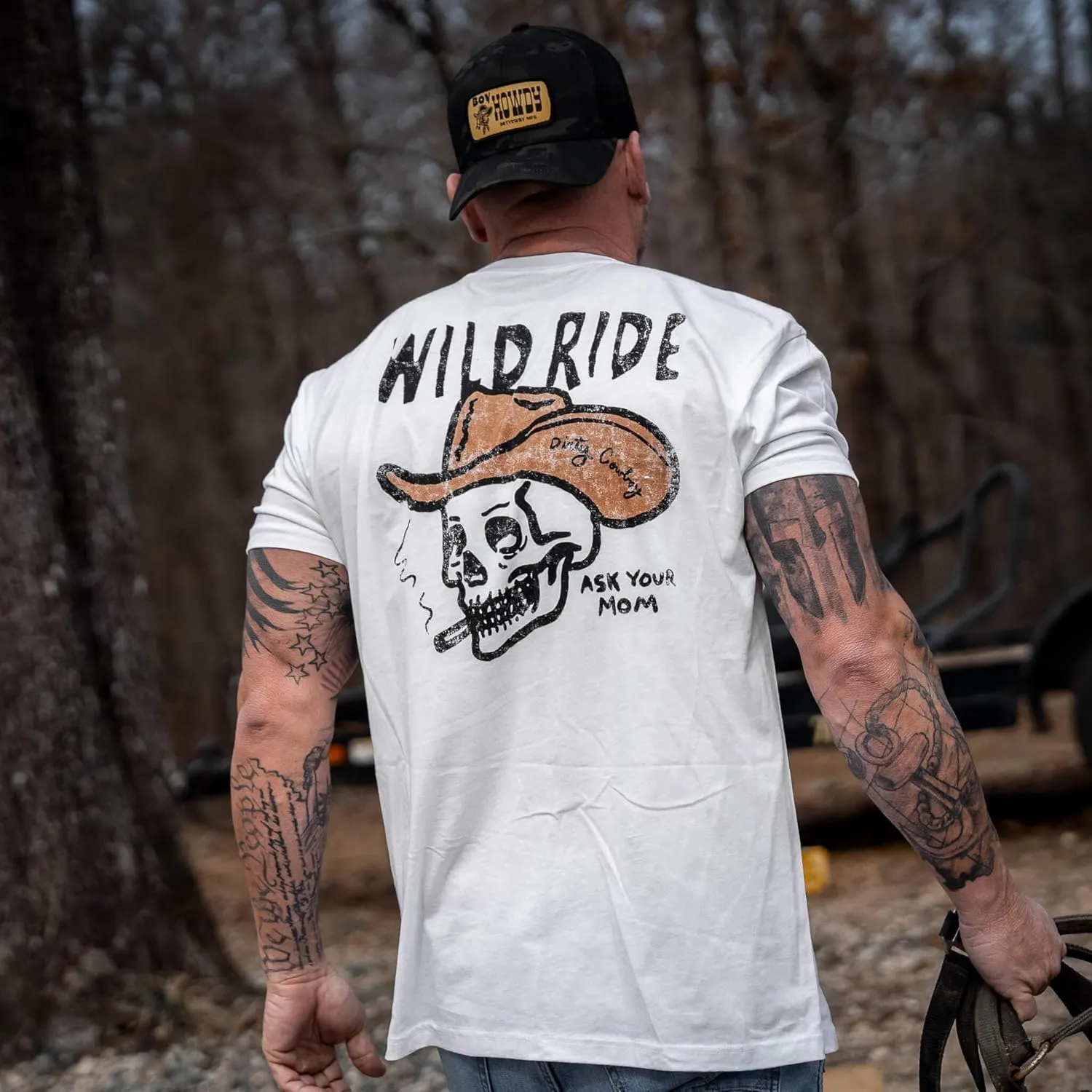 Combat Iron Men's Graphic T-Shirt | Wild Ride Dirty Cowboy | Cotton-Poly Blend | Athletic Fit, Tagless Comfort