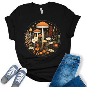 Cottagecore Shirtsushroom Graphic Tees for Women Floral Boho Fall Tops
