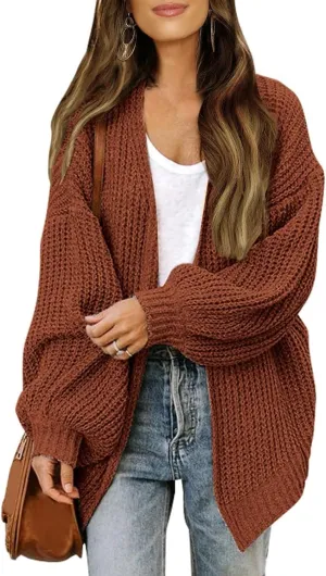 Fall Sweaters For Women 2024 Fashion Casual Open Front Long Sleeve Knitted Cardigans Sweaters Outerwear Coats