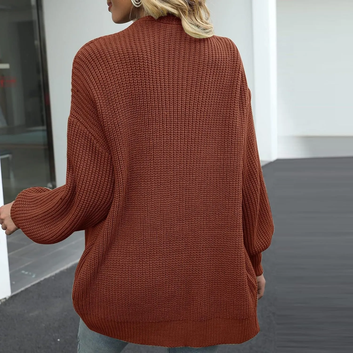 Fall Sweaters For Women 2024 Fashion Casual Open Front Long Sleeve Knitted Cardigans Sweaters Outerwear Coats