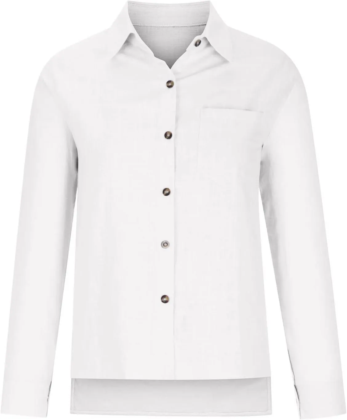 Firzero Womens Tunic Tops Dressy Casual Button Down Shirts Summer Long Sleeve Cotton Linen Blouse Plus Size V Neck Tops