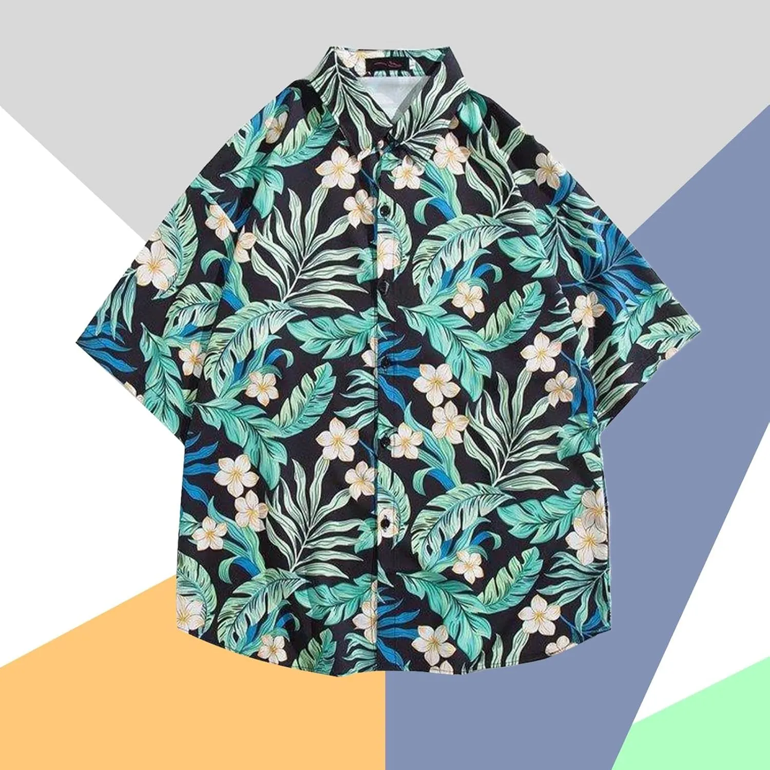 Hawaiian Shirt for Men Short Sleeve Button Down Linen Clothing Tall and Big Tropical Beach Tops Printed
