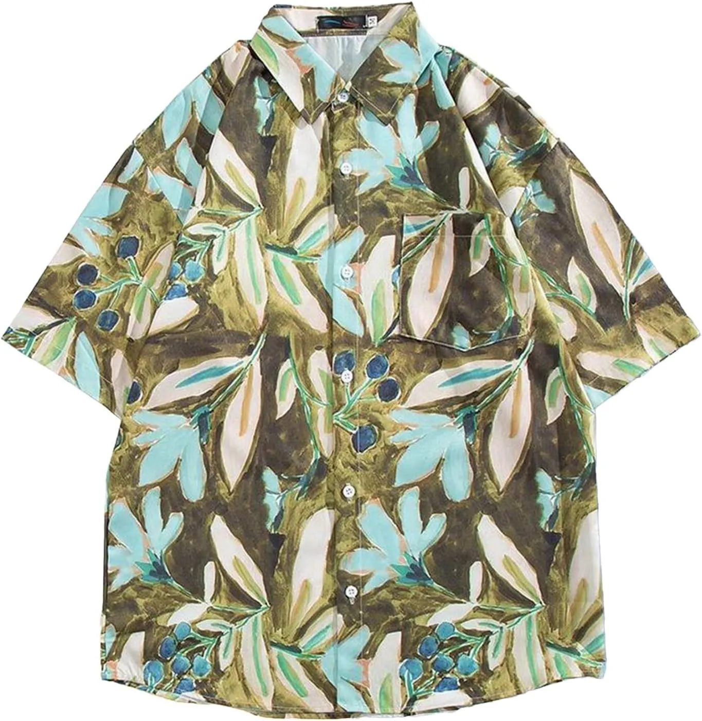 Hawaiian Shirt for Men Short Sleeve Button Down Linen Clothing Tall and Big Tropical Beach Tops Printed