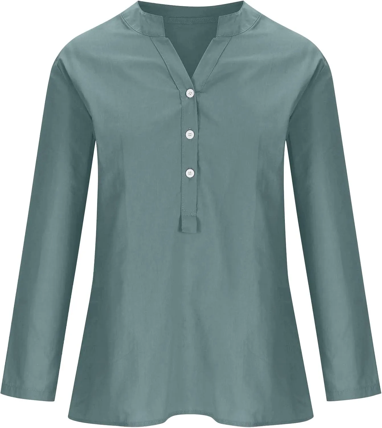Linen Shirts for Women Breathable Tops Women's Loose Cotton Linen Blouses Womens 3/4 Length Sleeve Ladies Hemp Clothes