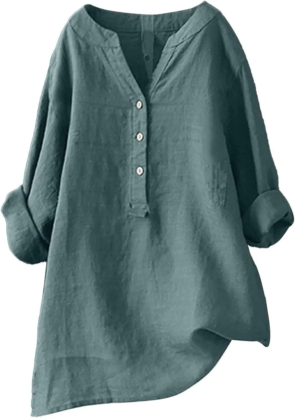 Linen Shirts for Women Breathable Tops Women's Loose Cotton Linen Blouses Womens 3/4 Length Sleeve Ladies Hemp Clothes