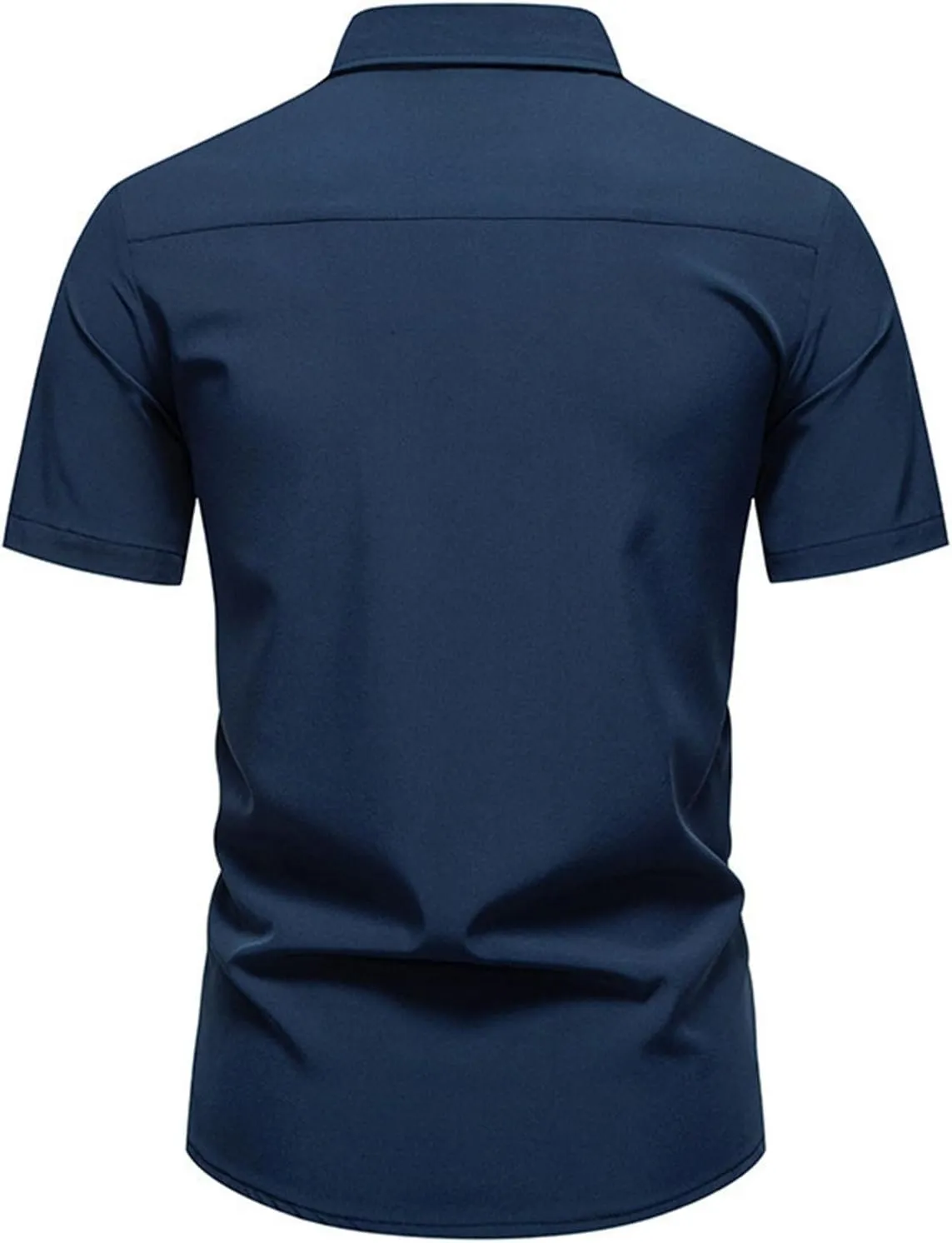 Men's Casual Short Sleeve Button Down Dress Shirt Plaid Collar Denim Mens Workout Shirts Summer Regular Fit Tops