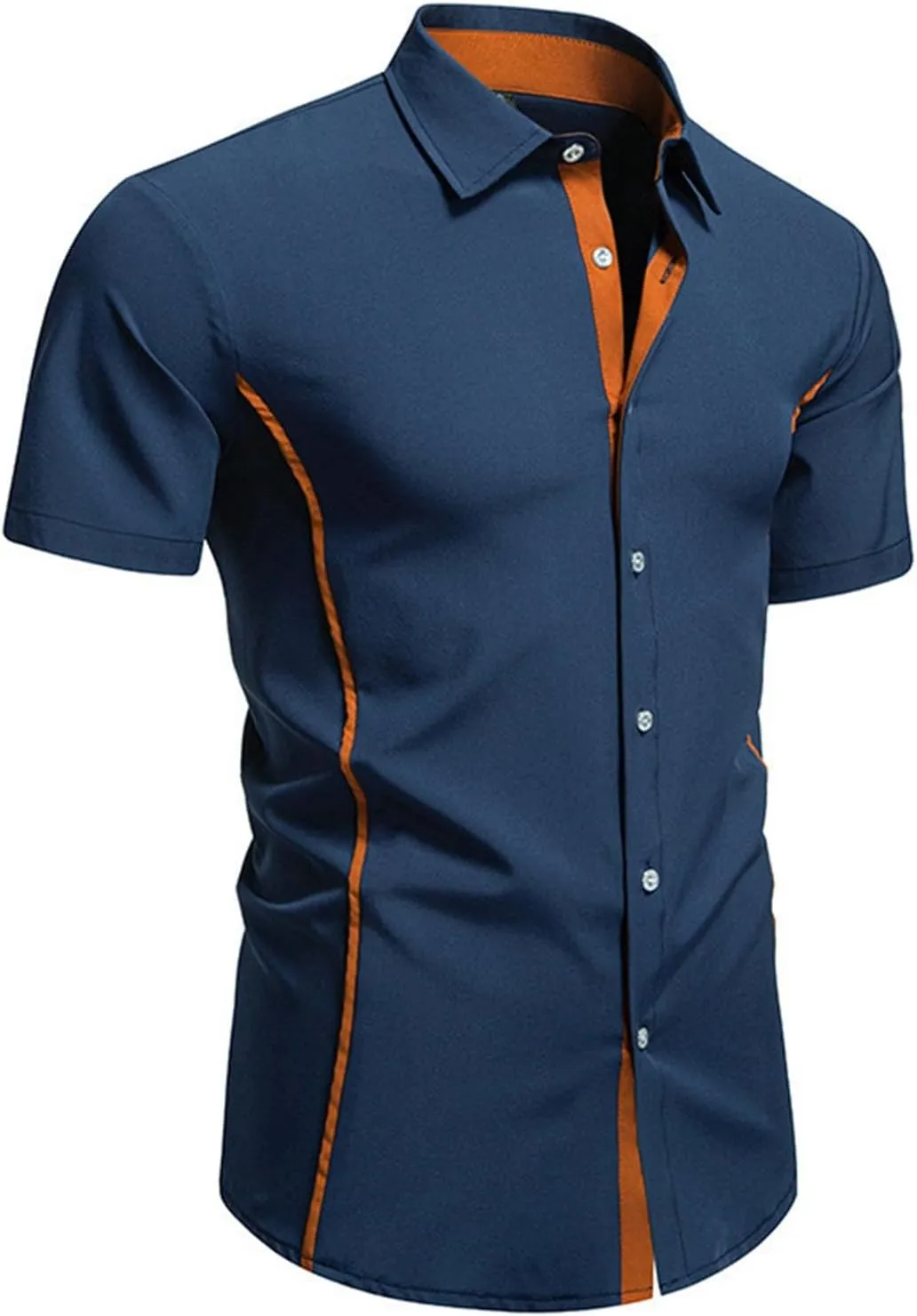 Men's Casual Short Sleeve Button Down Dress Shirt Plaid Collar Denim Mens Workout Shirts Summer Regular Fit Tops