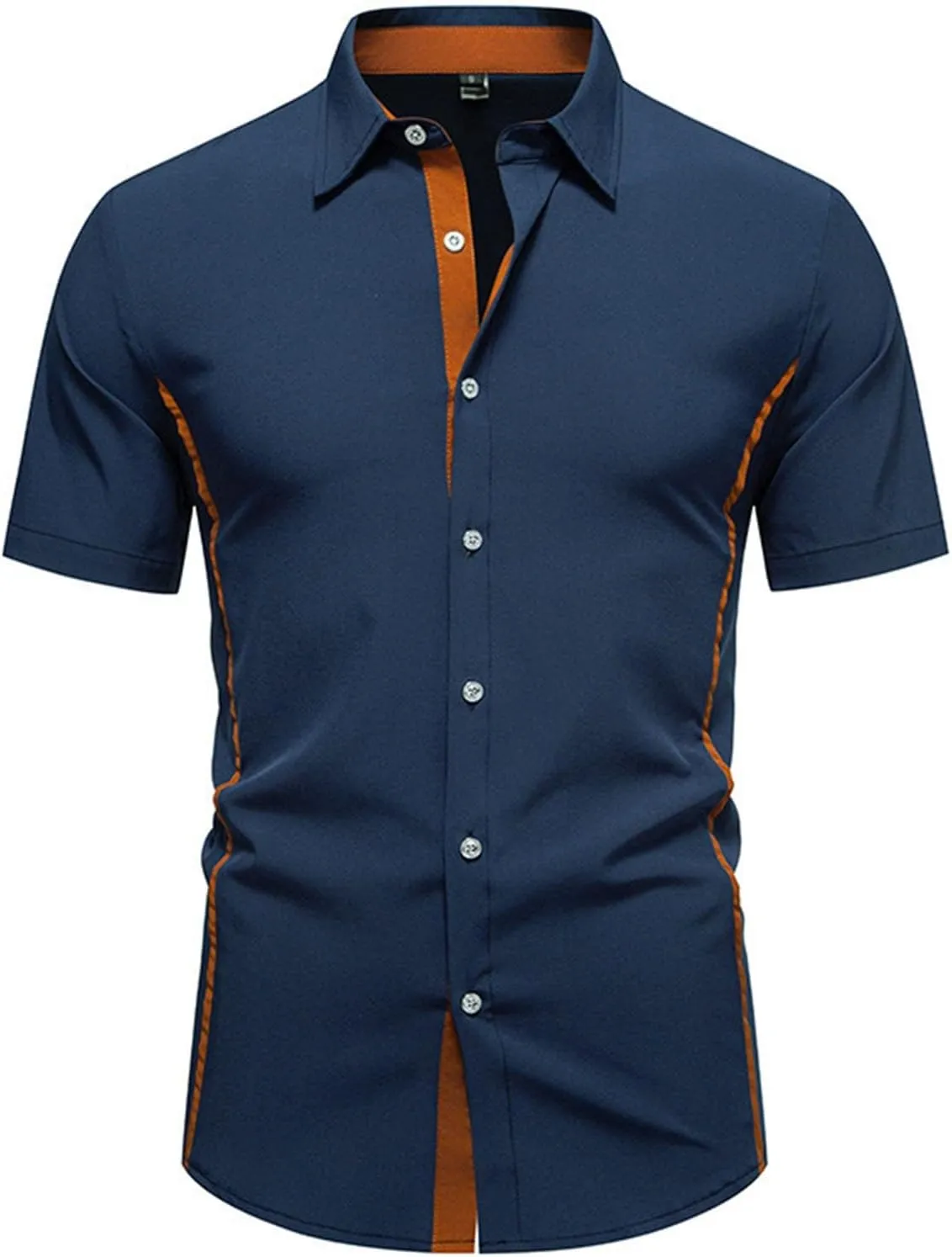 Men's Casual Short Sleeve Button Down Dress Shirt Plaid Collar Denim Mens Workout Shirts Summer Regular Fit Tops