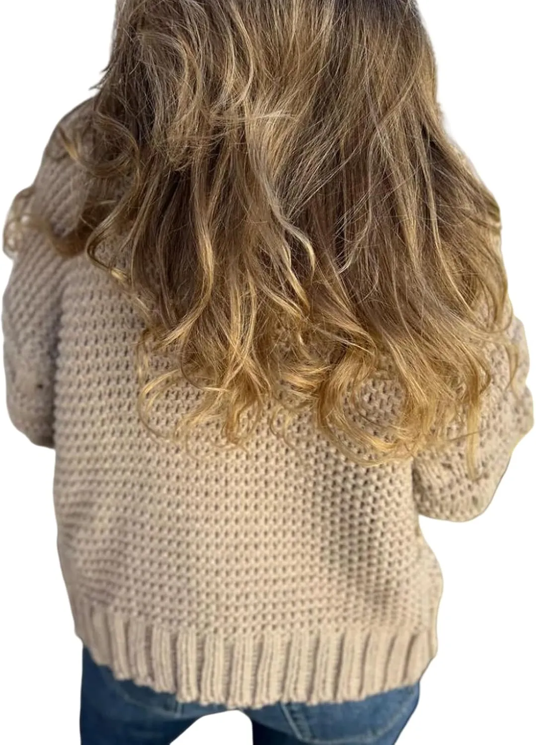Open Front Cardigan for Women Long Sleeve Chunky Cable Knitted Sweaters Casual Loose Jumpers Warm Coats Outwear