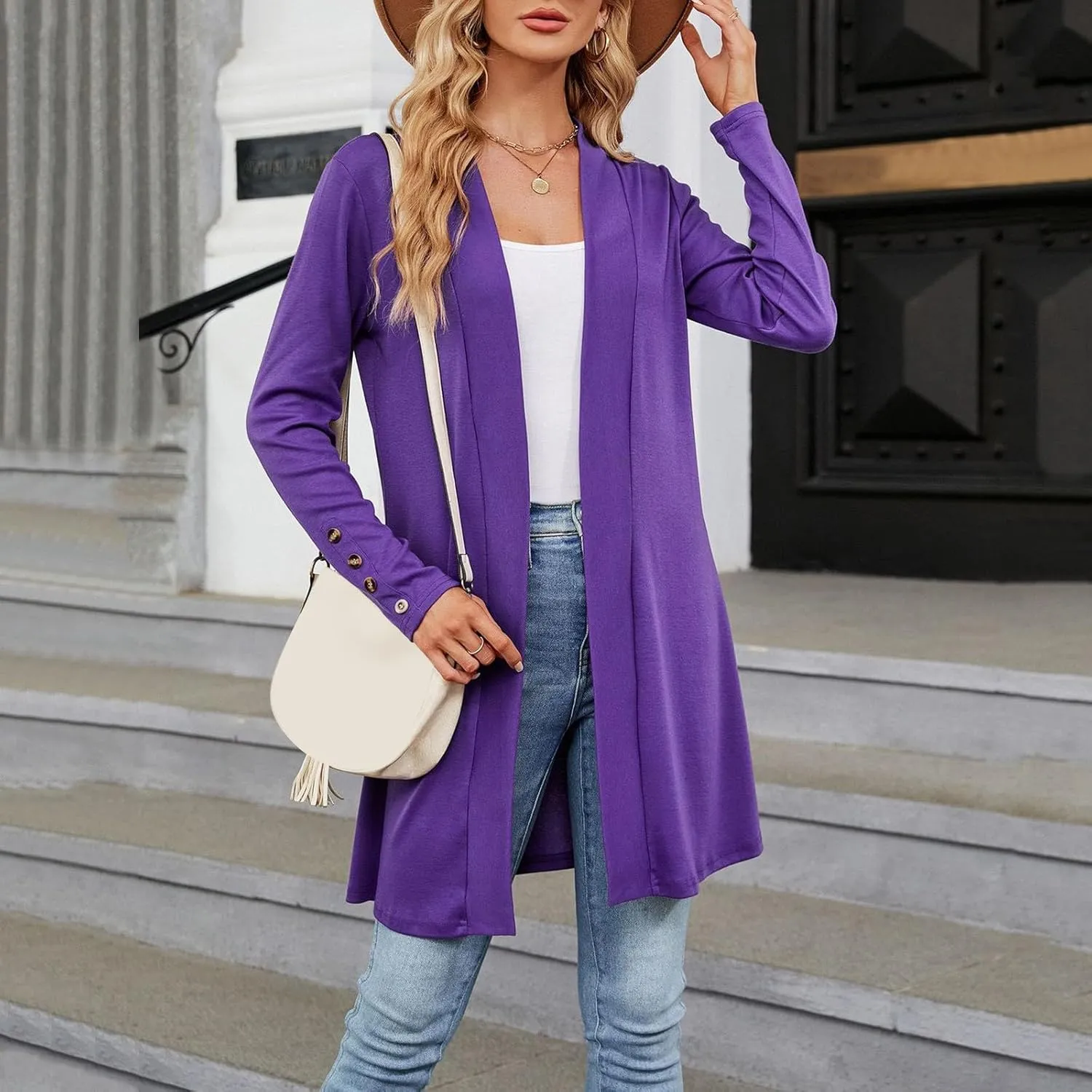 Plus Size Cardigan for Women Dressy Casual Long Sleeve Open Front Knit Chunky Cardigan Sweaters for Womens Coat