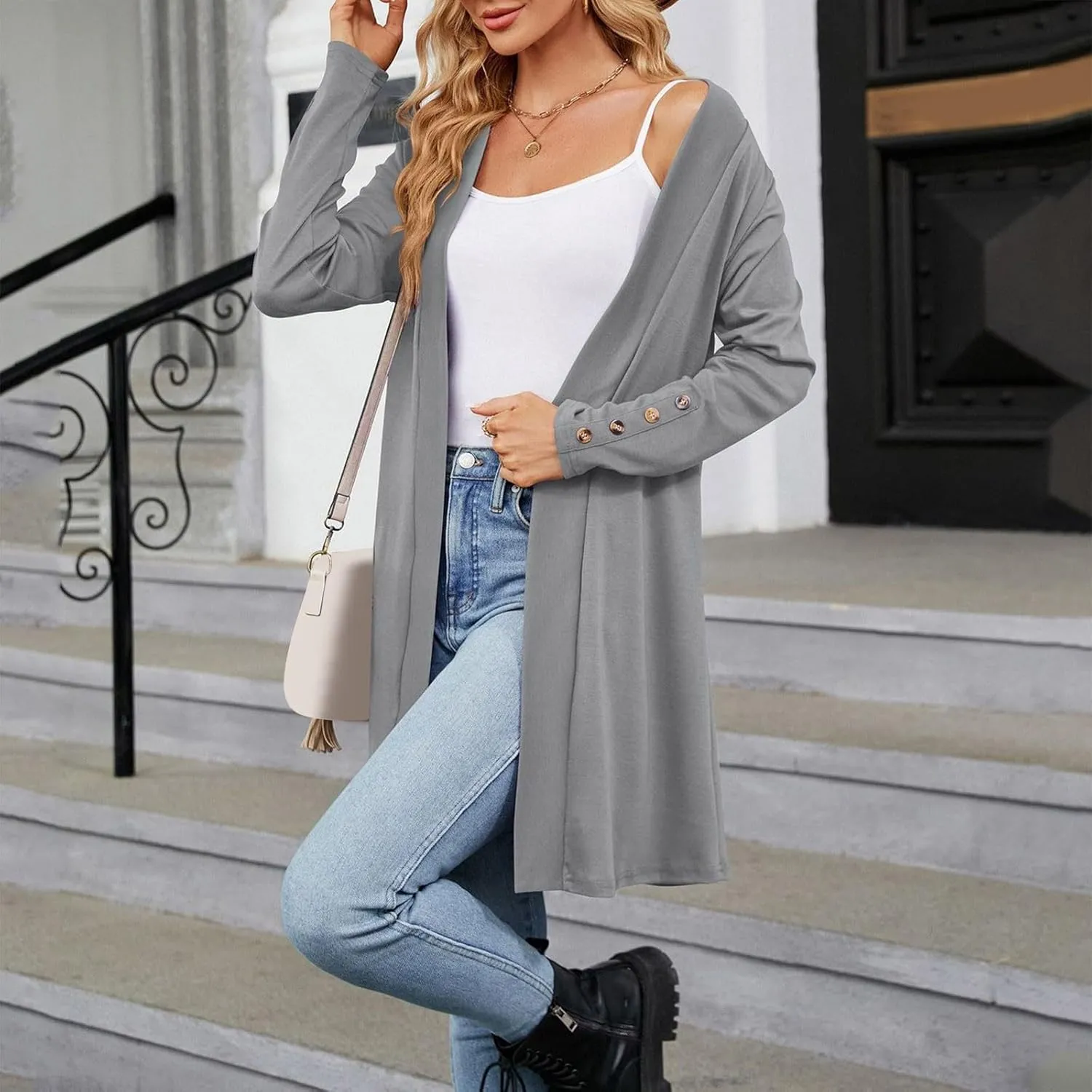 Plus Size Cardigan for Women Dressy Casual Long Sleeve Open Front Knit Chunky Cardigan Sweaters for Womens Coat