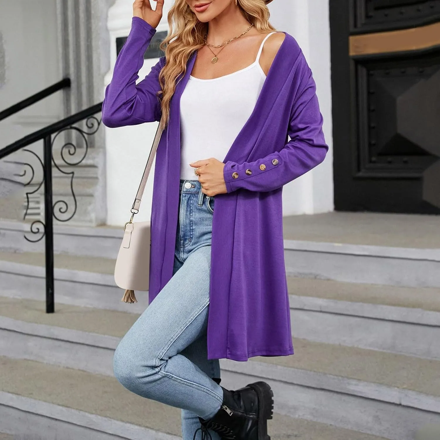 Plus Size Cardigan for Women Dressy Casual Long Sleeve Open Front Knit Chunky Cardigan Sweaters for Womens Coat