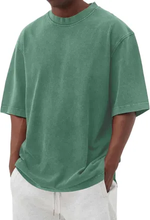 RTRDE Men's Basic Tees Casual Crewneck T-Shirts Short Sleeve Loose Solid Color Tee Shirts Streetwear, M-4XL