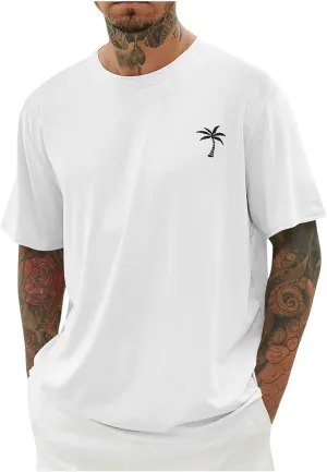 Shirts for Men 2024 Fashion Short Sleeve Crewneck Shirt Causal Graphic Tee Shirts Summer Beach Gym Workout Tee Tops