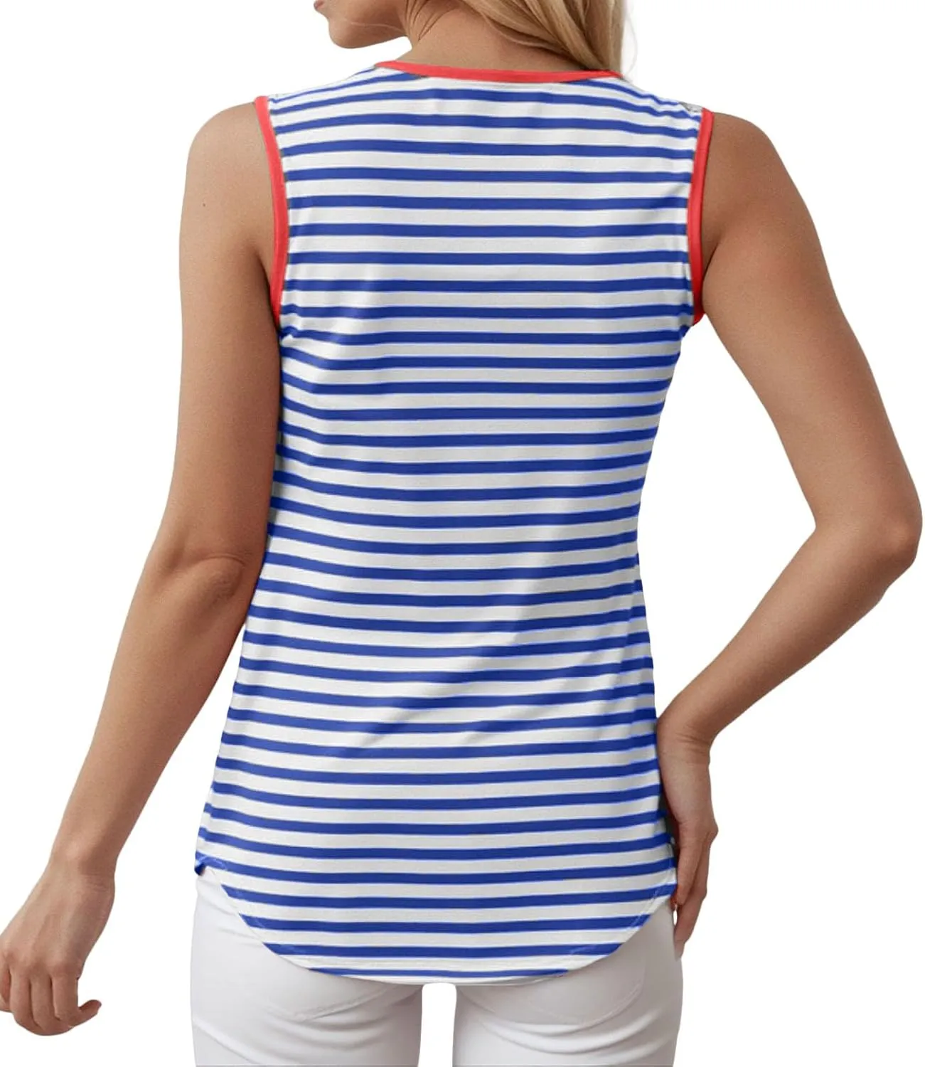 Summer Tank Tops for Women 2025 Striped Tank Top Sleeveless Scoop Neck Loose Fit Color Block Tops Fashion Clothes
