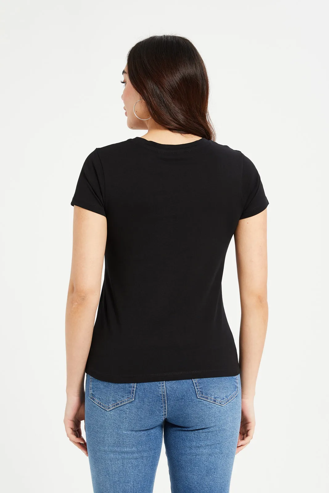 Women Black Los Angeles Printed T-Shirt