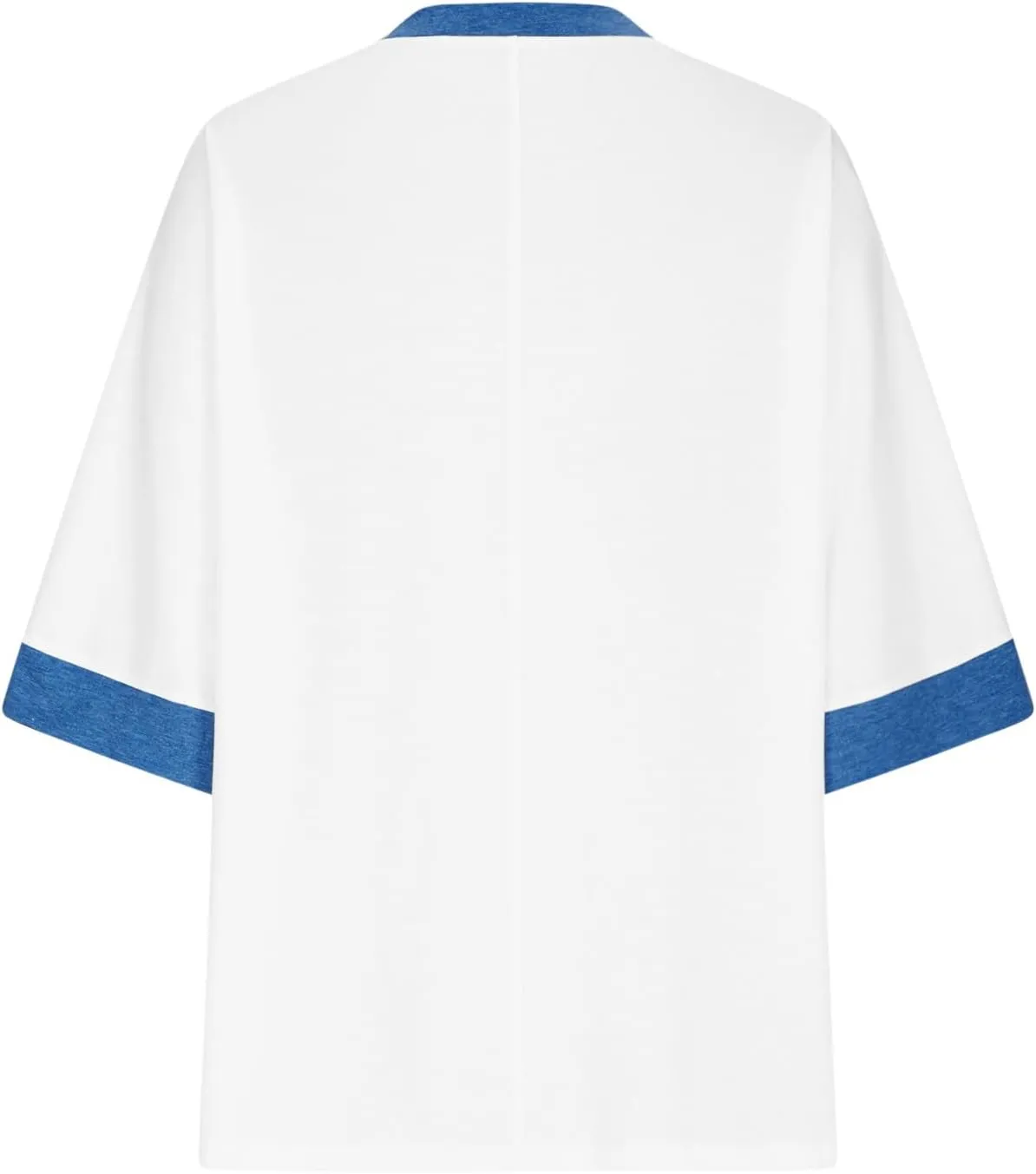Women Oversized Color Block 3/4 Sleeve T Shirt Crewneck Patchwork Split Hem Shirt Casual Loose Summer Tee Tops
