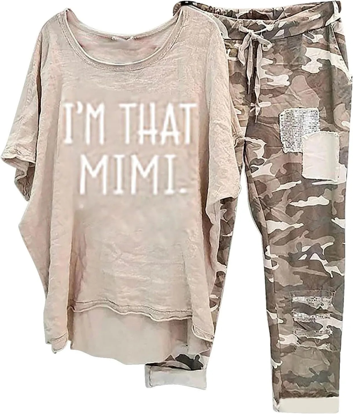 Womens Personality Linen 2 Piece Outfits 4 of July Floral Graphic Tops and Comfy Lounge Pants Set Beach Sweatsuits