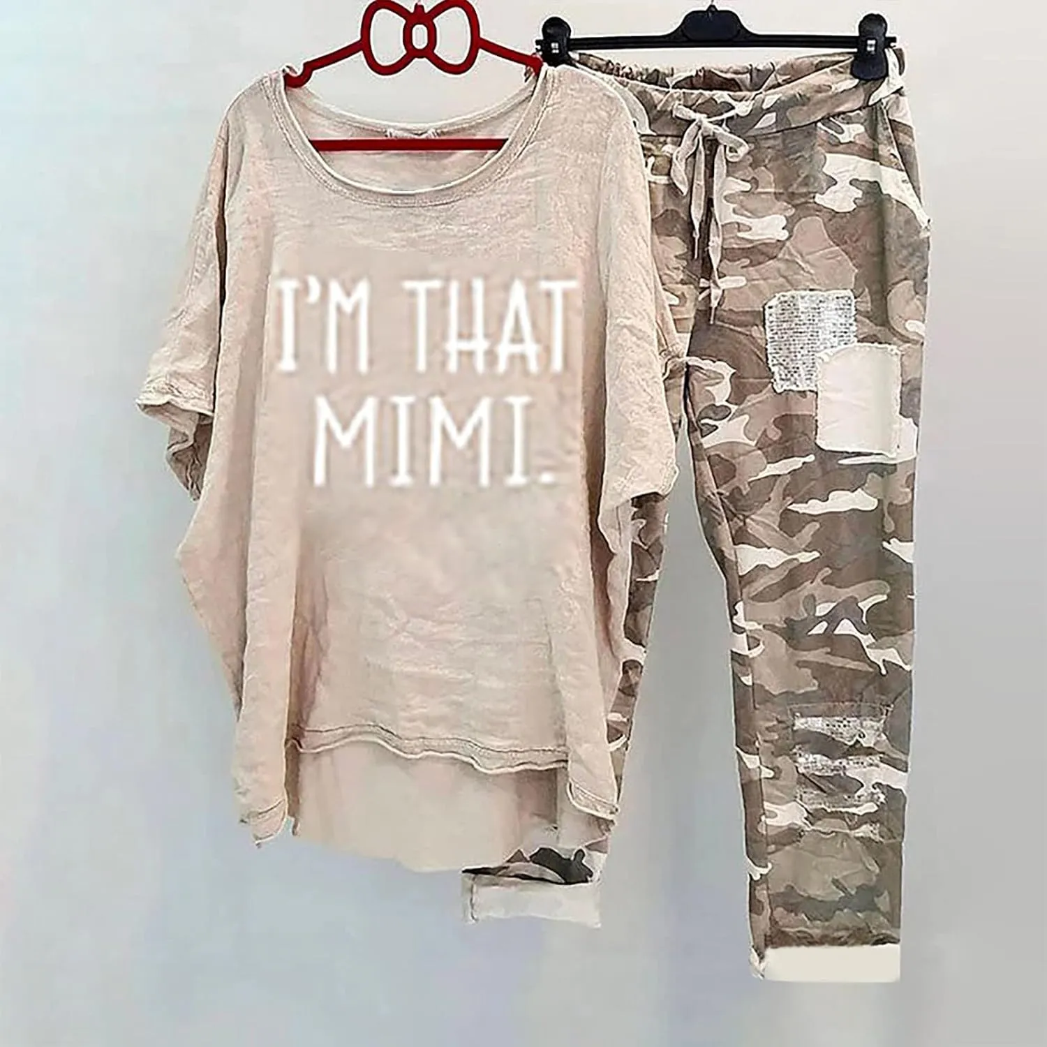 Womens Personality Linen 2 Piece Outfits 4 of July Floral Graphic Tops and Comfy Lounge Pants Set Beach Sweatsuits