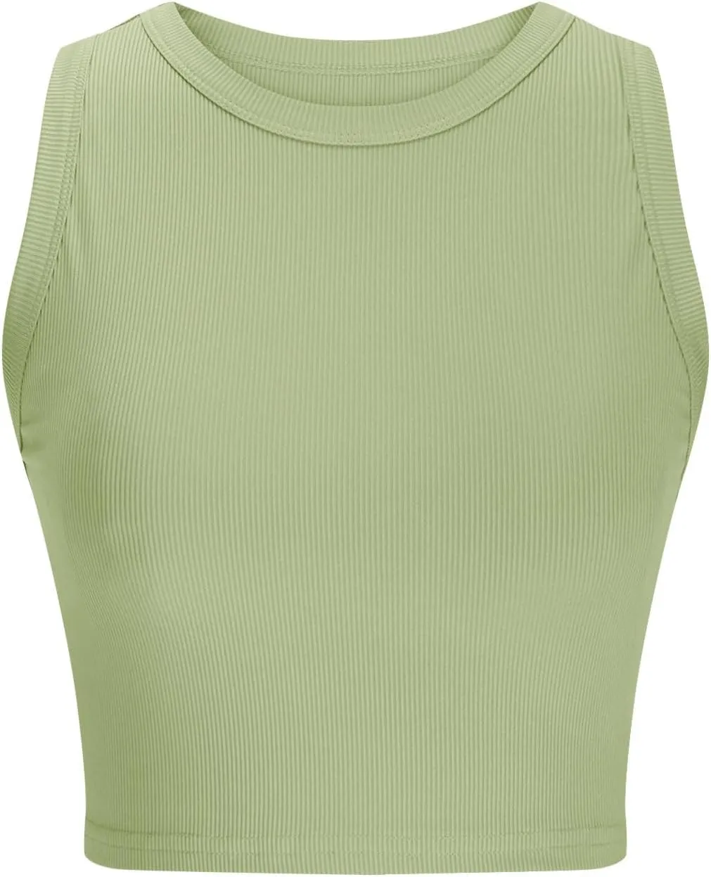 Women's Ribbed Knitted Tank Tops Round Neck Slim Basic Sleeveless Tee Shirts Summer Casual Workout Athletic Shirts